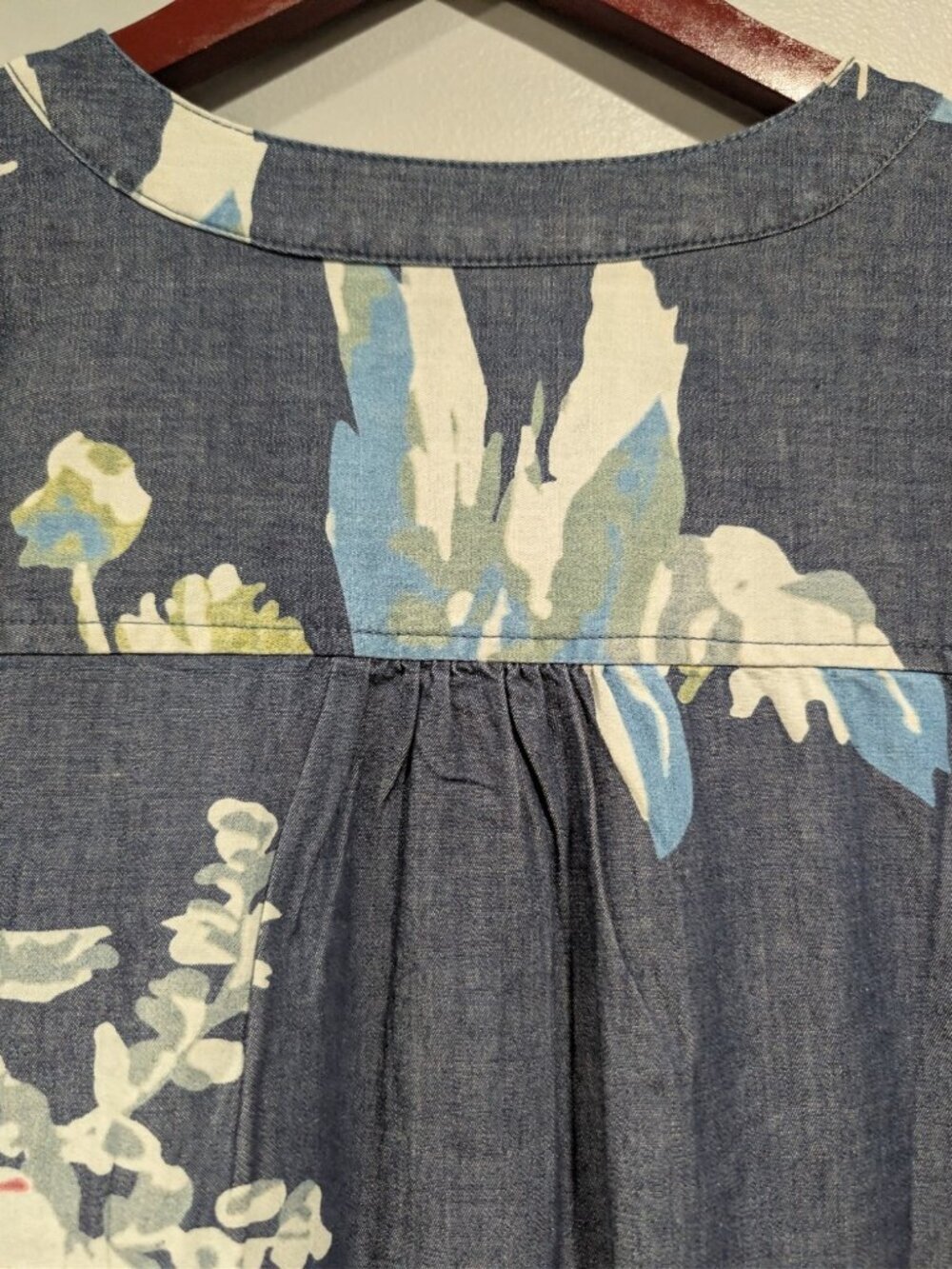 Denim & Co Dress Womens XL Blue Floral Sleeveless Button Front Pockets Casual - Picture 15 of 16